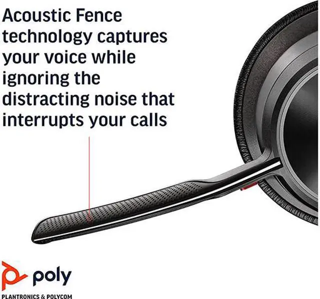 Alt view image 4 of 6 - Poly - Voyager Focus 2 UC USB-C Headset (Plantronics) - Bluetooth Dual-Ear (Stereo) Headset with Boom Mic - USB-C PC/Mac Compatible - Active Noise Canceling - Works with Teams, Zoom (Certified) & More