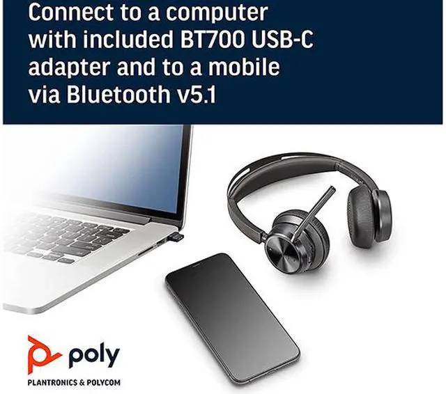 Alt view image 6 of 6 - Poly - Voyager Focus 2 UC USB-C Headset (Plantronics) - Bluetooth Dual-Ear (Stereo) Headset with Boom Mic - USB-C PC/Mac Compatible - Active Noise Canceling - Works with Teams, Zoom (Certified) & More
