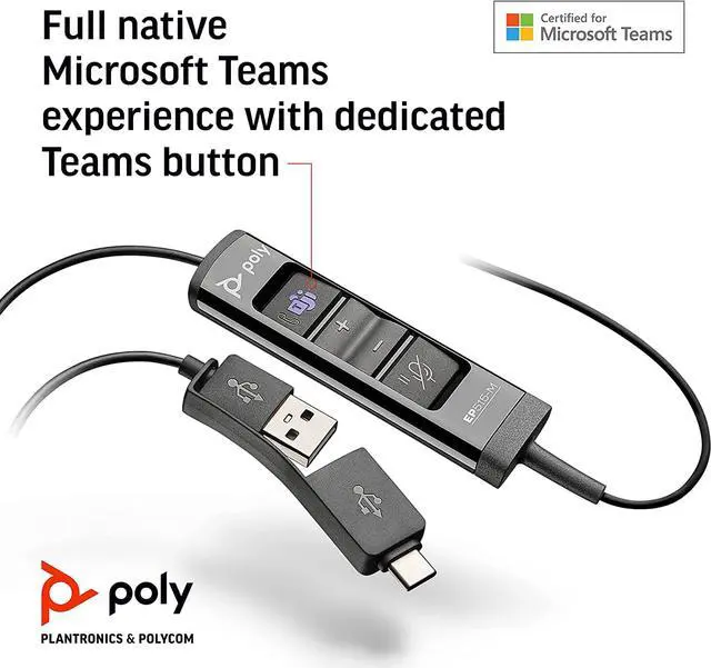 Alt view image 7 of 7 - Poly - EncorePro 515 USB-A and USB-C USB Headset (Plantronics) - Cloud System Updates - Acoustic Hearing Protection - Works with Avaya, Genesys, and Cisco Call Center Platforms - Single Ear/Mono