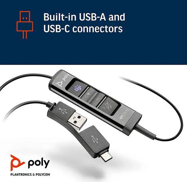 Alt view image 5 of 7 - Poly - EncorePro 515 USB-A and USB-C USB Headset (Plantronics) - Cloud System Updates - Acoustic Hearing Protection - Works with Avaya, Genesys, and Cisco Call Center Platforms - Single Ear/Mono