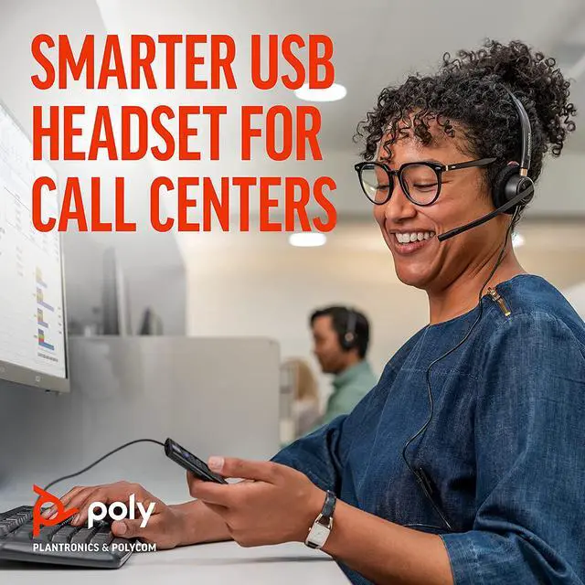 Alt view image 2 of 7 - Poly - EncorePro 515 USB-A and USB-C USB Headset (Plantronics) - Cloud System Updates - Acoustic Hearing Protection - Works with Avaya, Genesys, and Cisco Call Center Platforms - Single Ear/Mono