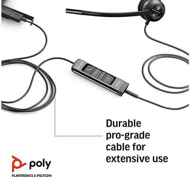 Alt view image 4 of 8 - Poly (Plantronics + Polycom) EncorePro 545 USB-A and USB-C USB Headset (Plantronics) - Acoustic Hearing Protection - Hold & Call Answer Buttons - Convertible Wearing Style, Black, Standard Version