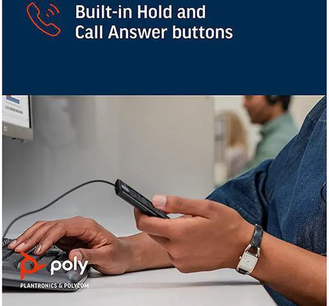 Alt view image 7 of 8 - Poly (Plantronics + Polycom) EncorePro 545 USB-A and USB-C USB Headset (Plantronics) - Acoustic Hearing Protection - Hold & Call Answer Buttons - Convertible Wearing Style, Black, Standard Version