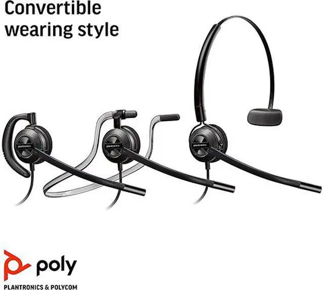 Alt view image 3 of 8 - Poly (Plantronics + Polycom) EncorePro 545 USB-A and USB-C USB Headset (Plantronics) - Acoustic Hearing Protection - Hold & Call Answer Buttons - Convertible Wearing Style, Black, Standard Version