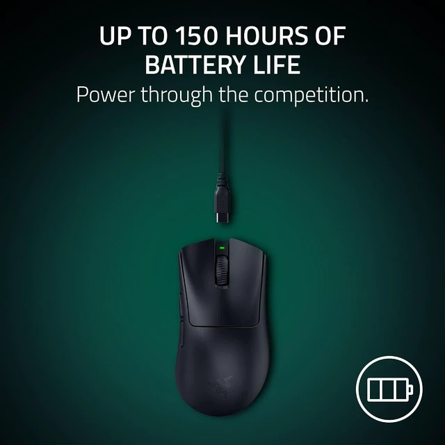 Alt view image 2 of 9 - Razer DeathAdder V4 Pro Wireless Gaming Mouse, 8K Polling Rate, HyperSpeed Wireless Gen-2, Optical Scroll Wheel, Optical Switches Gen-4, Focus Pro 45K Sensor Gen-2, PTFE Feet for esports Gaming, Black