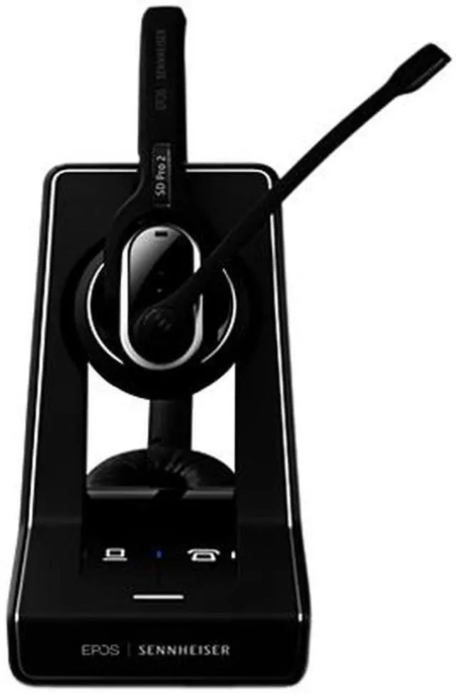 Alt view image 2 of 5 - Sennheiser Enterprise Solution SD Pro2 ML Double-Sided Multi Connectivity Wireless Headset for Desk Phone & Skype for Business Ultra Noise-Cancelling Microphone, Black