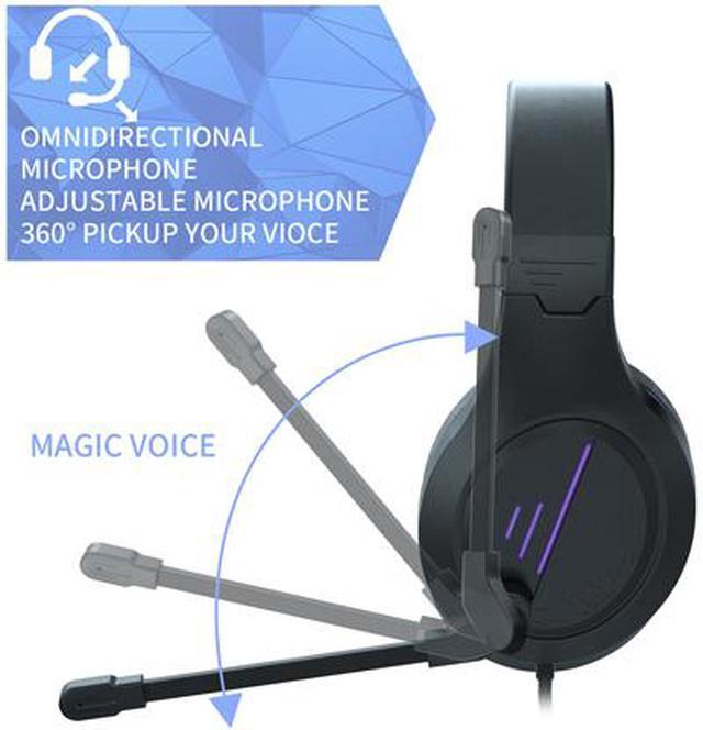 Alt view image 3 of 7 - Gaming Headset, Stereo Gaming Headphone with Microphone Vibration for Laptop, PC, Computer(Black Purple)