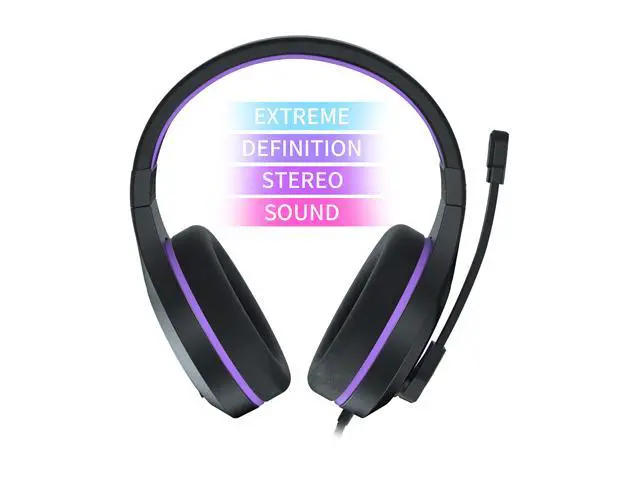 Alt view image 13 of 13 - Gaming Headset, Stereo Gaming Headphone with Microphone Vibration for Laptop, PC, Computer(Black Purple)