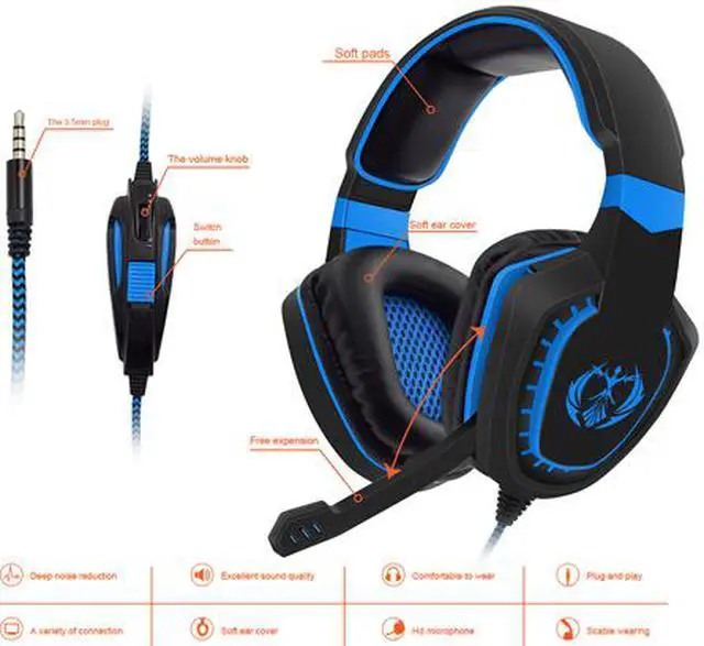 Alt view image 11 of 12 - PS4 Stereo Headphones, PC Wired Gaming Headset with Mic for Computers, PlayStation 4, Xbox One, Android, iOS, Laptop, Smartphone, Tablet