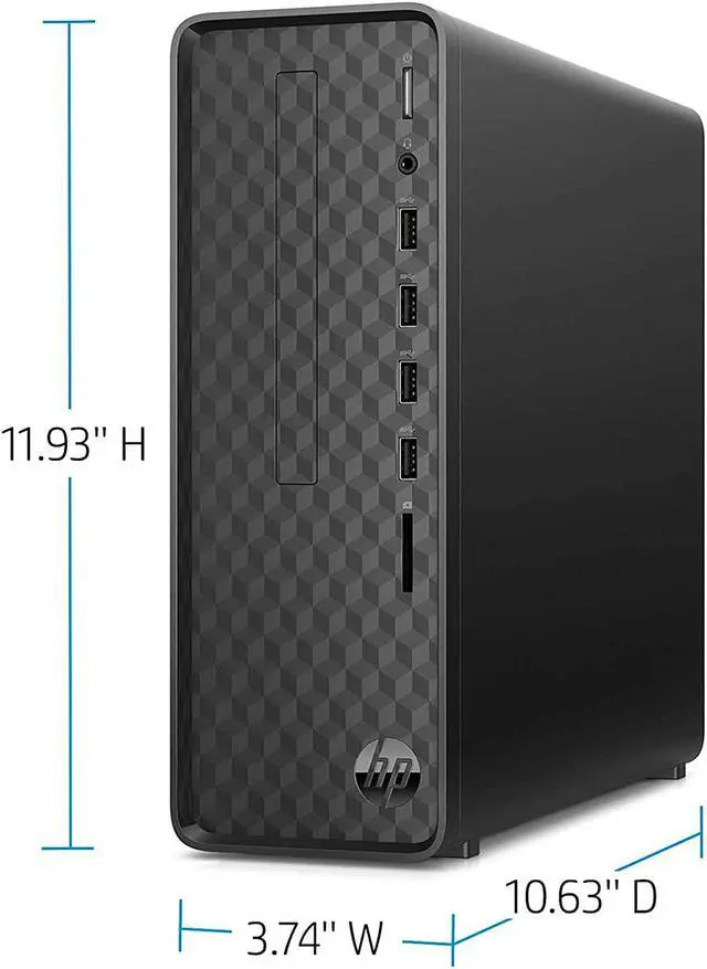 Alt view image 2 of 3 - HP Slim Desktop - S01-pF1016 Intel Core i3-10100 3.6 GHz, Intel UHD Graphics 630, 8 GB Memory RAM, 256 GB SSD Storage, DVD-Writer, 3-in-1 memory card reader, HDMI, Windows 10 Home 64 - Black