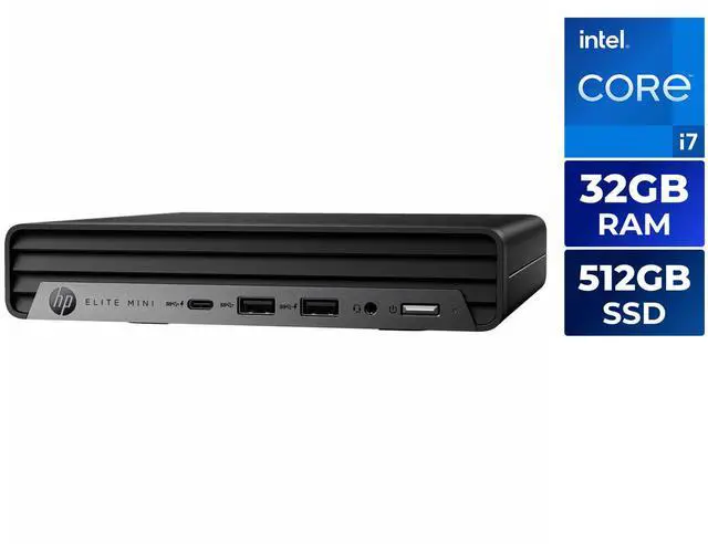 Main image of HP Elite Mini 800 G9 Mini Desktop PC, Intel Core i7-14700T, 32GB DDR5, 512GB SSD, Windows 11 Pro (A12GVUT#ABA)