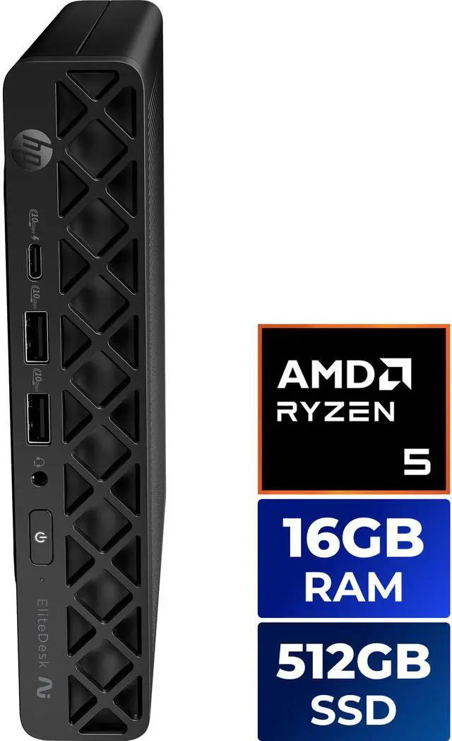Main image of HP EliteDesk 8 Mini G1a Desktop Computer, AMD Ryzen 5 220,16GB DDR5 RAM, 512GB SSD,Windows 11 Pro