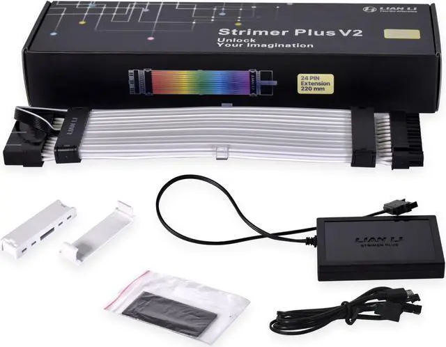Alt view image 13 of 13 - LIAN LI STRIMER PLUS V2 24 Pin  Addressable RGB Power Extension Cable . Strimer L-connect 3.0 Controller Included - Strimer Plus V2 24 Pin