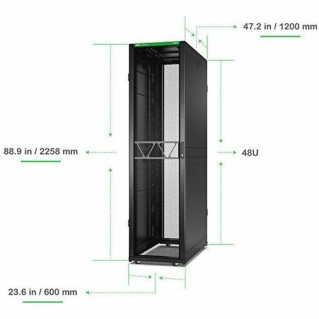 Alt view image 4 of 5 - APC NetShelter SX Server Rack Gen 2 - 48U - 2258H x 600W x 1200D mm - with Sides - Black - AR3307B2