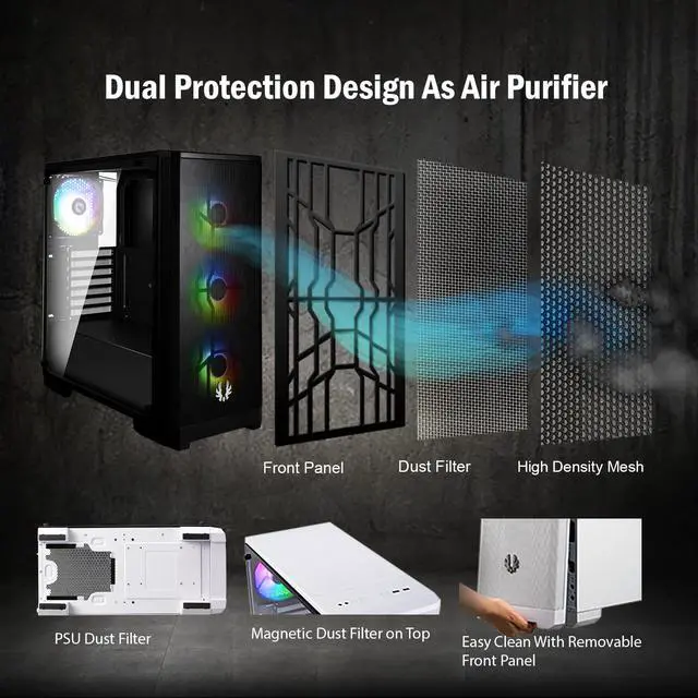 Alt view image 3 of 7 - BitFenix Nova Mesh TG Black Case ARGB Edition BFC-NVM-300-KKGSK-4A EATX/ATX/Micro ATX/Mini ITX Tempered Glass/AURA SYNC