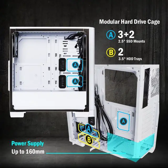 Alt view image 5 of 7 - BitFenix Nova Mesh TG Black Case ARGB Edition BFC-NVM-300-KKGSK-4A EATX/ATX/Micro ATX/Mini ITX Tempered Glass/AURA SYNC