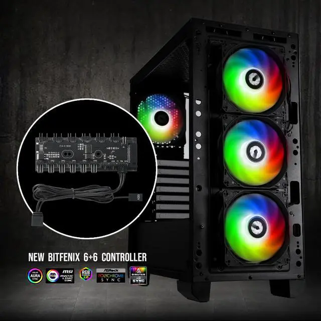Alt view image 6 of 7 - BitFenix Nova Mesh TG Black Case ARGB Edition BFC-NVM-300-KKGSK-4A EATX/ATX/Micro ATX/Mini ITX Tempered Glass/AURA SYNC