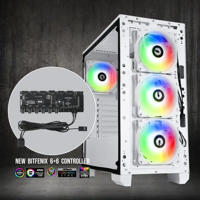 Alt view image 6 of 7 - BitFenix Nova Mesh TG White Case ARGB Edition BFC-NVM-300-WWGKW-4A EATX/ATX/Micro ATX/Mini ITX Tempered Glass/AURA SYNC