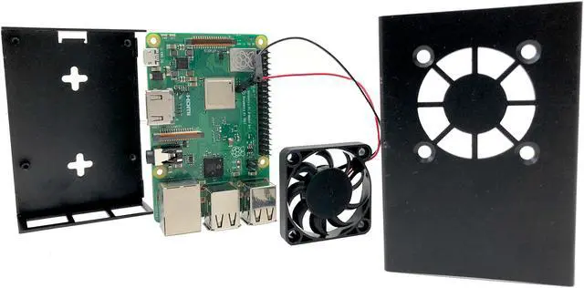 Alt view image 5 of 7 - Micro Connectors Aluminum Raspberry Pi 3 Model B B+ Case with Fan and Heatsinks - Blue (RAS-PCS04-BL)