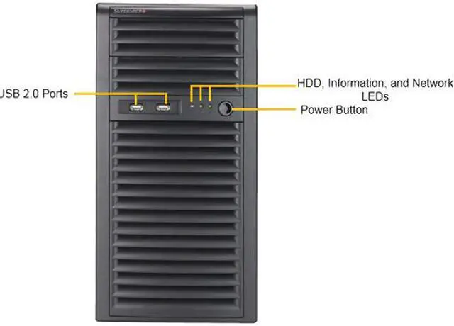 Alt view image 2 of 3 - Supermicro mid-tower server barebone 5039D-I with IPMI for SMB, storage, application, backup, Intel C242 chipset, supports Intel Xeon E3-1200 v5/v6 CPUs
