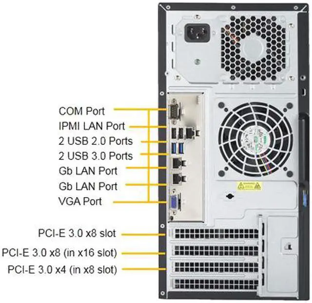 Alt view image 3 of 3 - Supermicro mid-tower server barebone 5039D-I with IPMI for SMB, storage, application, backup, Intel C242 chipset, supports Intel Xeon E3-1200 v5/v6 CPUs
