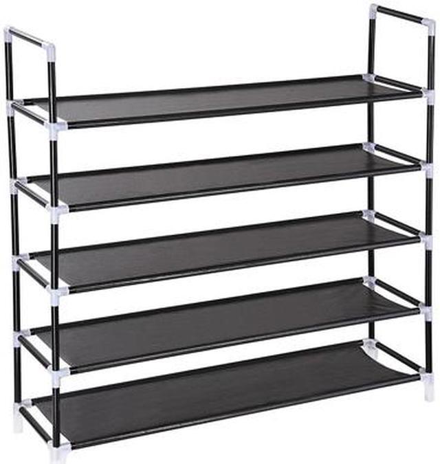 Yescom 5-Tier Shoe Rack Storage Organizer 25 Pair for Entryway,Hallway, Closet Black