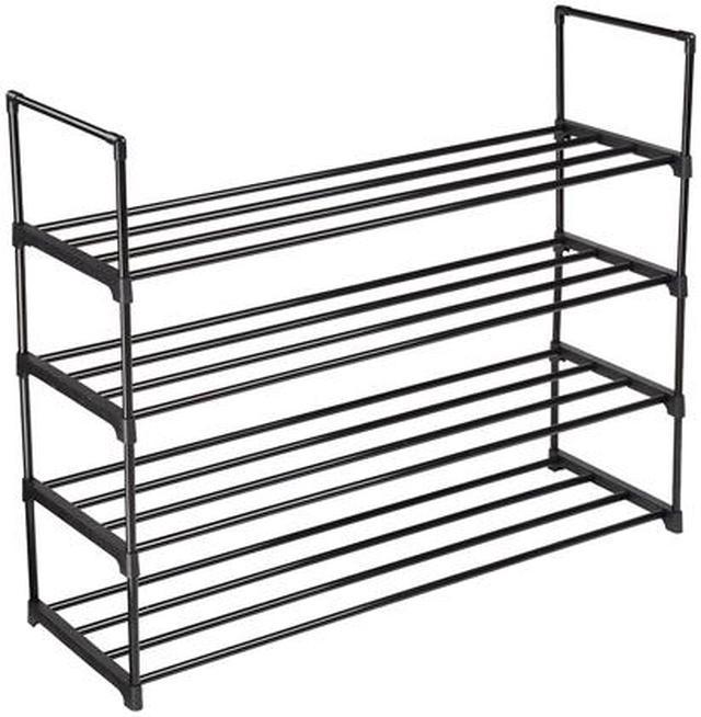 Yescom 4 Tier Shoe Rack 16 Pairs 35 7/16 x 11 5/8 x 29 1/2 Shelf Storage  Organizer Metal Entryway Black