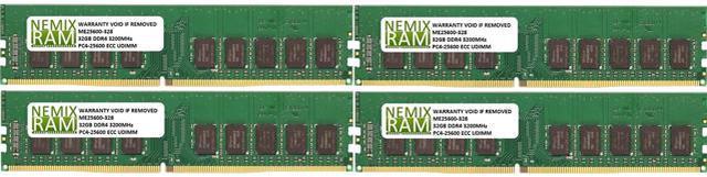 NEMIX RAM 128GB 4x32GB DDR4-3200 PC4-25600 2Rx8 ECC Unbuffered Memory  Server Memory