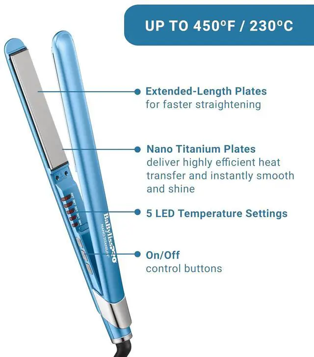 Alt view image 7 of 14 - BaByliss Pro Nano Titanium 1" Ultra-Sleek Hair Straightener, Flat Iron, BNT130T