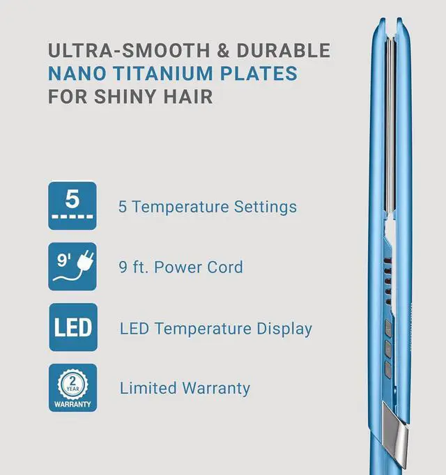 Alt view image 8 of 14 - BaByliss Pro Nano Titanium 1" Ultra-Sleek Hair Straightener, Flat Iron, BNT130T