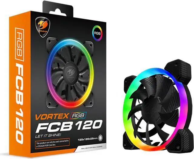 Alt view image 7 of 7 - Cougar Hydraulic Vortex RGB FCB 120 mm PMW HDB Cooling Fan with addressable RGB and Omnidirectional Lighting