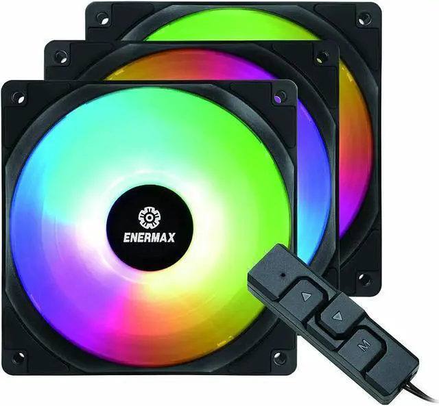 Alt view image 3 of 7 - Enermax HF120 RGB PWM 120mm Case Fan, Addressable RGB Sync Via Motherboard/Control Box, 3 Fan Pack- Black