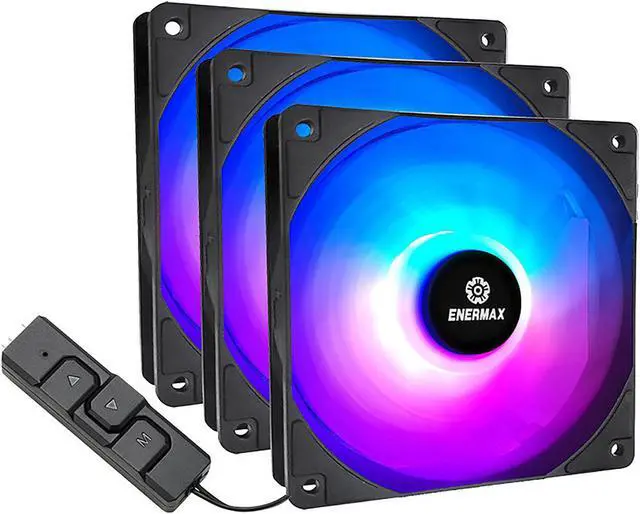Alt view image 2 of 7 - Enermax HF120 RGB PWM 120mm Case Fan, Addressable RGB Sync Via Motherboard/Control Box, 3 Fan Pack- Black