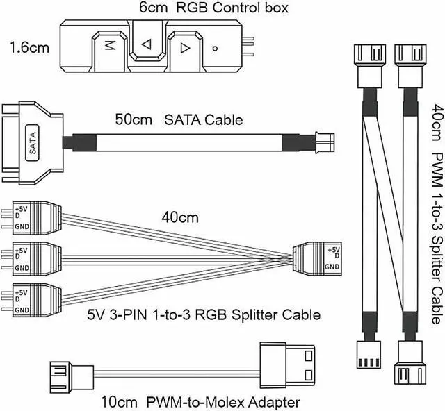 Alt view image 4 of 7 - Enermax HF120 RGB PWM 120mm Case Fan, Addressable RGB Sync Via Motherboard/Control Box, 3 Fan Pack- Black