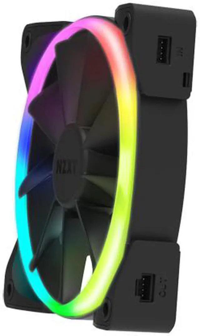 Alt view image 2 of 5 - NZXT AER RGB 2 - 140mm - Advanced Lighting Customizations - Winglet Tips - Fluid Dynamic Bearing - LED RGB PWM Fan for Hue 2 - Twin Pack + Hue 2 Lighting Controller, HF-2814C-D1