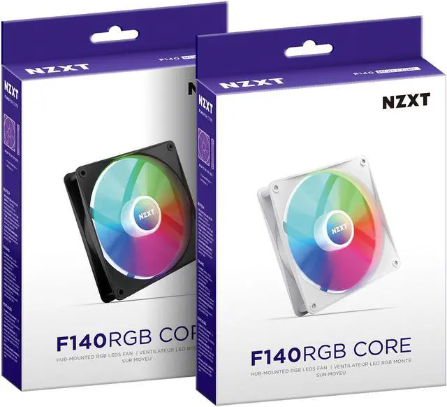 Alt view image 7 of 14 - NZXT F140 RGB Core - 140mm Hub-Mounted RGB Fan - 8 Individually-Addressable LEDs - Semi-Translucent Blades - High Static Pressure & Airflow - Quiet Operation - PWM Control - CAM Software - Black