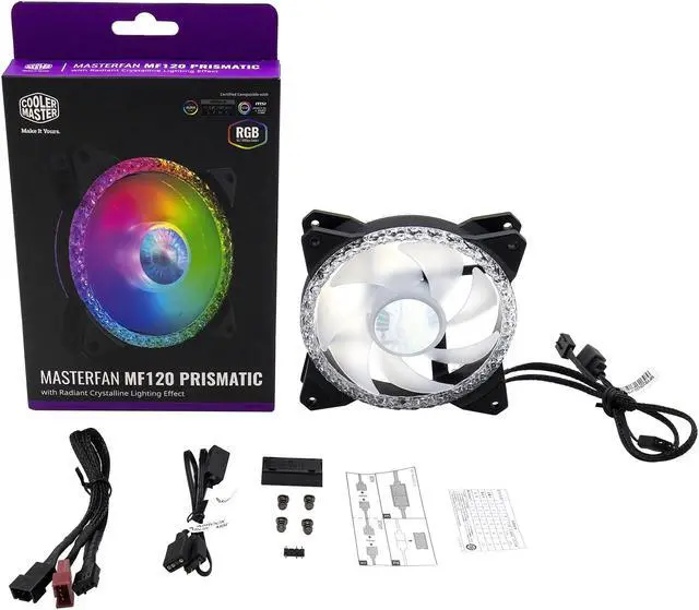 Alt view image 6 of 12 - Cooler Master MasterFan MF120 Prismatic Addressable RGB 120mm Fan with Radiant Crystalline Lighting Effect - Crystallized Loop with Tri-Loop ARGB Lighting, 24+6 Individually controlled ARGB LEDs
