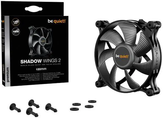 Alt view image 5 of 5 - be quiet! Shadow Wings 2 120mm PWM Fan, Airflow-optimized Fan Blades, Whisper-quiet Operation and Reliable Cooling