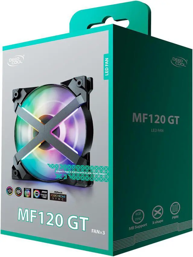 Alt view image 15 of 15 - DeepCool MF120 GT A-RGB X-Frame, 5V 3-Pin Motherboard Connector, included 4-port PWM Fan Hub, 6-port RGB hub and Wire Controller, 3 Fan Pack