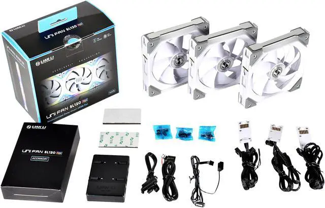 Alt view image 6 of 6 - LIAN LI UNI FAN SL120 RGB White 3x 12cm Fan Pack with Controller - UF-SL120-3W