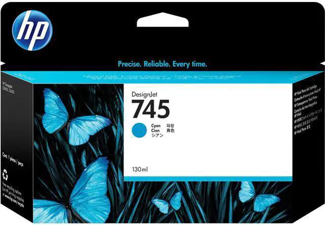 Main image of HP 745 130-ml DesignJet Cyan Ink Cartridge, F9J97A
