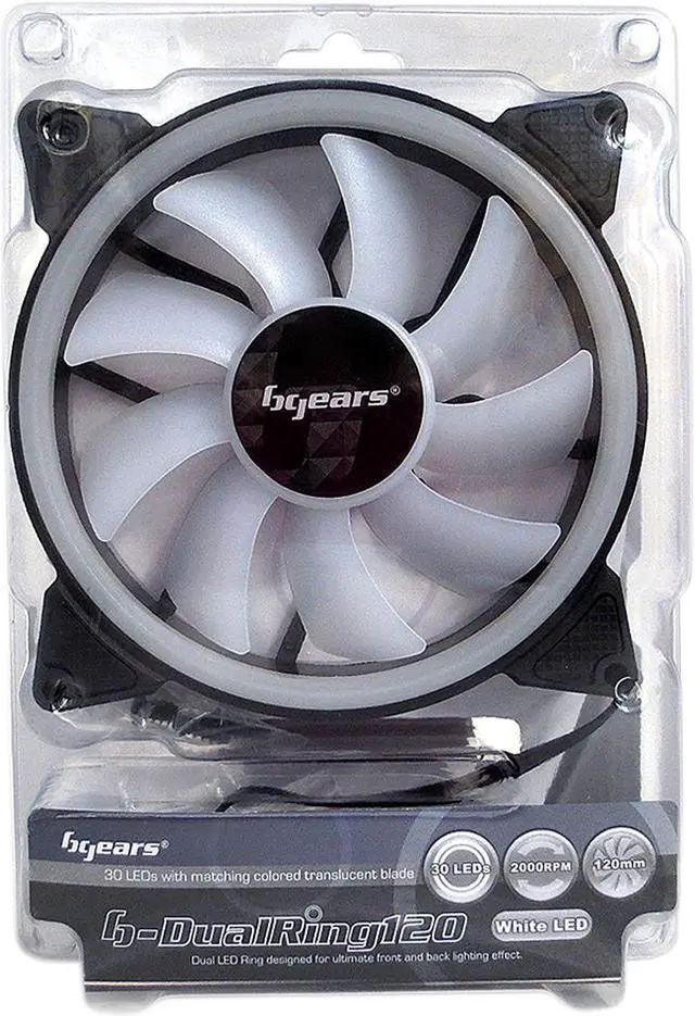 Alt view image 9 of 10 - BGears b-DualRing 120mm 30 White LEDs fan with 101 CFM at 2000 RPM