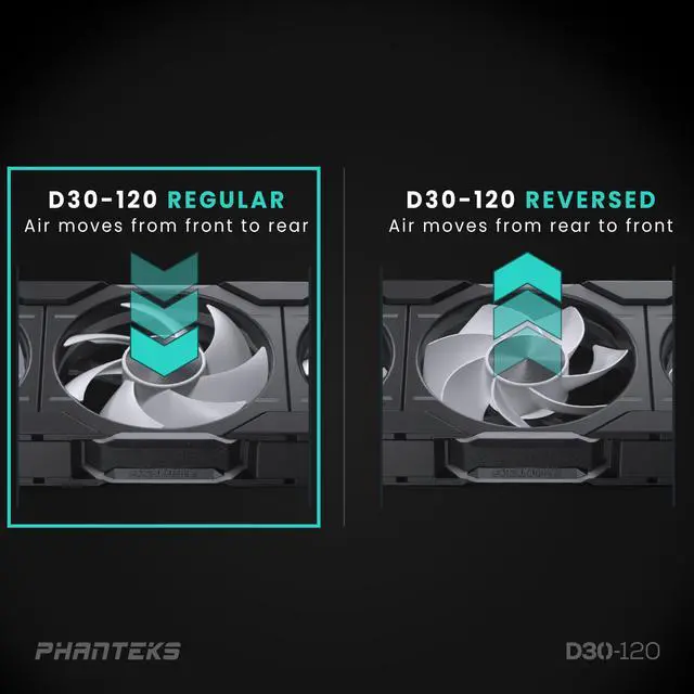 Alt view image 4 of 10 - Phanteks D30-120 DRGB PWM FAN, Premium D-RGB Performance Fan, ARGB/DRGB lighting, Daisy-chain Fan Linking system, Black