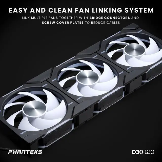 Alt view image 6 of 10 - Phanteks D30-120 DRGB PWM FAN, Premium D-RGB Performance Fan, ARGB/DRGB lighting, Daisy-chain Fan Linking system, Black