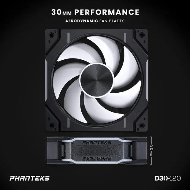 Alt view image 7 of 10 - Phanteks D30-120 DRGB PWM FAN, Premium D-RGB Performance Fan, ARGB/DRGB lighting, Daisy-chain Fan Linking system, Black