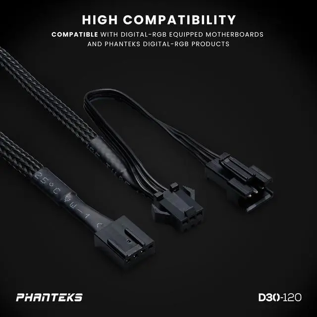 Alt view image 8 of 10 - Phanteks D30-120 DRGB PWM FAN, Premium D-RGB Performance Fan, ARGB/DRGB lighting, Daisy-chain Fan Linking system, Black