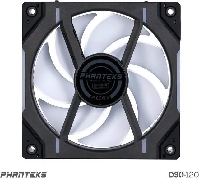 Alt view image 10 of 10 - Phanteks D30-120 DRGB PWM FAN, Premium D-RGB Performance Fan, ARGB/DRGB lighting, Daisy-chain Fan Linking system, Black
