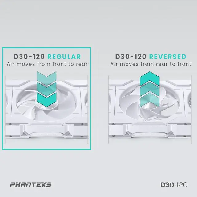 Alt view image 4 of 10 - Phanteks D30-120 DRGB PWM FAN, Premium D-RGB Performance Fan, ARGB/DRGB lighting, Daisy-chain Fan Linking system, White