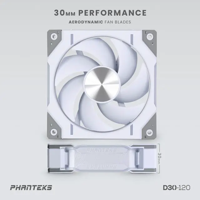 Alt view image 7 of 10 - Phanteks D30-120 DRGB PWM FAN, Premium D-RGB Performance Fan, ARGB/DRGB lighting, Daisy-chain Fan Linking system, White