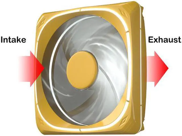 Alt view image 3 of 7 - Vetroo DF120 120mm Case Fan White LED Lighting PC Cooling Fan W/ Yellow Fan Frame for Radiator / CPU Cooler / Computer Case